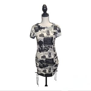 Kiyomi Newspaper Print Ruched Dress Size‎ Small